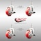 Service Caster 3 Inch 316SS Red Polyurethane Swivel 3/8 Inch Threaded Stem Caster Set Brake SS316TS20S314-PPUB-RED-TLB-381615-4 - alternate 2
